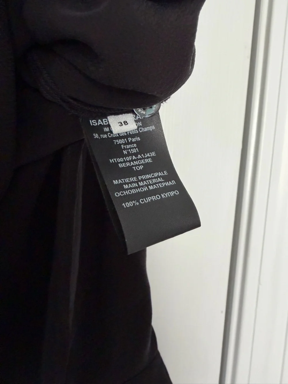$795 ISABEL MARANT Size 38 • Black Berangere Long Sleeve Cupro Blouse Top. - Picture 4 of 5